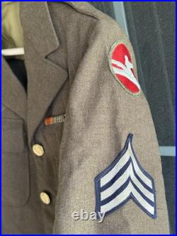 WWII US Army Ike Jacket 8th Air Force Tech Sergeant Uniform with Patches 37L