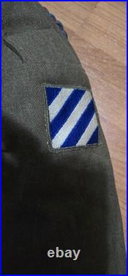 WWII US Army Infantry Wool Field Jacket 1944 38R Patched CIB 3rd Division