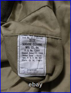 WWII US Army Infantry Wool Field Jacket 1944 38R Patched CIB 3rd Division