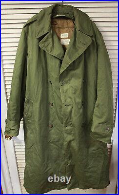 WWII US Army LTC Officer's Field Jeep Overcoat Trench Coat withBelt Medium Long