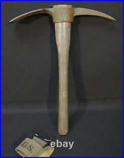 WWII US Army M-1910 Pick Mattock Diamond Co. 1944, Plumb Handle, & Kansas Cover