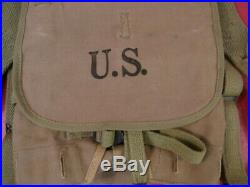 WWII US Army M1928 Haversack Pack Khaki Color Complete Dated 1942 XLNT #3