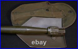 WWII US Army M1943 Entrenching Tool'AMES 1945' Folding Shovel & Cover Tulsa Can