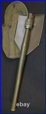 WWII US Army M1943 Entrenching Tool'AMES 1945' Folding Shovel & Cover Tulsa Can