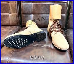 WWII US Army M1943 Leather Double Buckle Combat Boots Military Shoes All Sizes