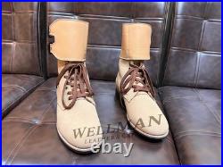 WWII US Army M1943 Leather Double Buckle Combat Boots Military Shoes All Sizes