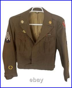 WWII US Army M1944 Ike wool Jacket with Original Insignia Staff Serg 4th Infantry