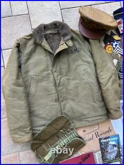 WWII US Army Medic Named Grouping Navy Deck Jacket Patches Medals Uniforms