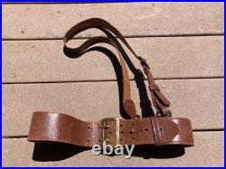 WWII US Army Military Sam Browne Brown Belt with Accessory Shoulder Strap