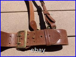 WWII US Army Military Sam Browne Brown Belt with Accessory Shoulder Strap