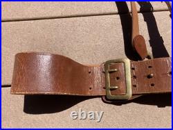 WWII US Army Military Sam Browne Brown Belt with Accessory Shoulder Strap