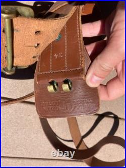 WWII US Army Military Sam Browne Brown Belt with Accessory Shoulder Strap