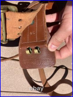 WWII US Army Military Sam Browne Brown Belt with Accessory Shoulder Strap