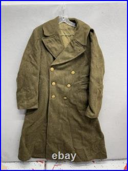 WWII US Army OD Wool Overcoat Double Breasted Brass Eagle Buttons