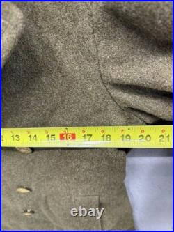 WWII US Army OD Wool Overcoat Double Breasted Brass Eagle Buttons