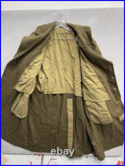 WWII US Army OD Wool Overcoat Double Breasted Brass Eagle Buttons