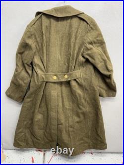 WWII US Army OD Wool Overcoat Double Breasted Brass Eagle Buttons