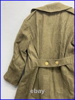 WWII US Army OD Wool Overcoat Double Breasted Brass Eagle Buttons