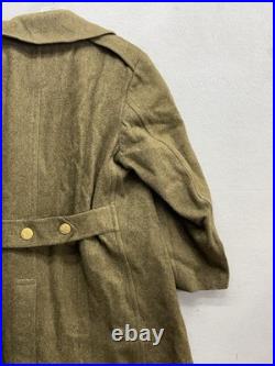 WWII US Army OD Wool Overcoat Double Breasted Brass Eagle Buttons