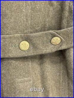WWII US Army OD Wool Overcoat Double Breasted Brass Eagle Buttons
