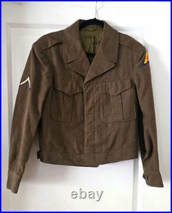 WWII US Army Original M- 1944 Eisenhower Ike Jacket with Patches