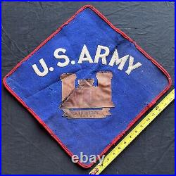 WWII US Army Patch Blanket Pillow Cover Leather Patch Camp Abbot Oregon OR