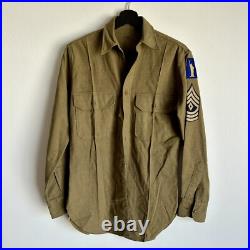 WWII US Army Shirt 77th Inf Div Patched 1st Sgt Named