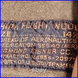 WWII  US Army Shirt Flight Wool Long Sleeve Sz 14.5 (S) Sigmund Eisner Co WWII  US Army Shirt Flight Wool Long Sleeve Sz 14.5 (S) Sigmund Eisner Co