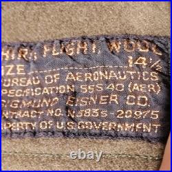 WWII  US Army Shirt Flight Wool Long Sleeve Sz 14.5 (S) Sigmund Eisner Co WWII  US Army Shirt Flight Wool Long Sleeve Sz 14.5 (S) Sigmund Eisner Co
