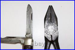 WWII US Army Signal Corp CS-34 leather pouch, pliers and pocket knife Set E2034