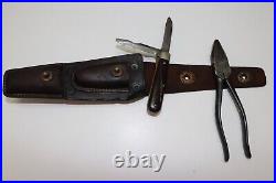 WWII US Army Signal Corp CS-34 leather pouch, pliers and pocket knife Set E2034