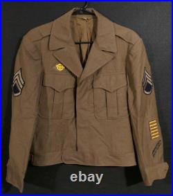 WWII US Army Staff Sergeant Ike Field Jacket 3 Yrs Overseas 1944 Dated Size 36S