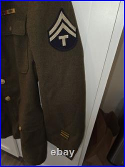 WWII US Army T/4 Transportation Corps Wool Service Coat Jacket 38L with Ribbons WWII US Army T/4 Transportation Corps Wool Service Coat Jacket 38L with Ribbons