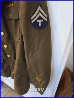 WWII US Army T/4 Transportation Corps Wool Service Coat Jacket 38L with Ribbons WWII US Army T/4 Transportation Corps Wool Service Coat Jacket 38L with Ribbons