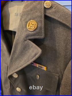 WWII US Army T/4 Transportation Corps Wool Service Coat Jacket 38L with Ribbons WWII US Army T/4 Transportation Corps Wool Service Coat Jacket 38L with Ribbons
