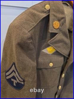 WWII US Army T/4 Transportation Corps Wool Service Coat Jacket 38L with Ribbons WWII US Army T/4 Transportation Corps Wool Service Coat Jacket 38L with Ribbons