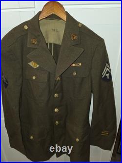 WWII US Army T/4 Transportation Corps Wool Service Coat Jacket 38L with Ribbons WWII US Army T/4 Transportation Corps Wool Service Coat Jacket 38L with Ribbons