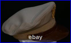 WWII US Army USAAF Officers Summer Khaki Service Visor Hat 7 1/2 Size, War-Time