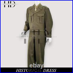 WWII US Army Uniform 1944 Olive Wool Jacket & Pants Reenactment Suit