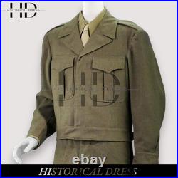 WWII US Army Uniform 1944 Olive Wool Jacket & Pants Reenactment Suit