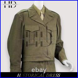 WWII US Army Uniform 1944 Olive Wool Jacket & Pants Reenactment Suit