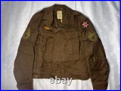 WWII US Army Uniform Lot Jackets Pants Overcoat Duffel Bag Named