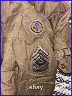 WWII US Army Uniform Lot Jackets Pants Overcoat Duffel Bag Named