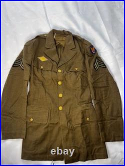 WWII US Army Uniform Lot Jackets Pants Overcoat Duffel Bag Named