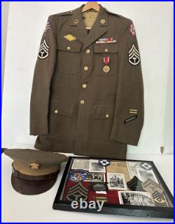 WWII US Army Uniform Officer Jacket &Hat, Personal Memorabilia, Photos