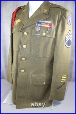 WWII US Army Uniform Tunic Jacket Pacific Command and 6th Army Patch DSC Ribbon