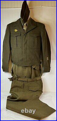 WWII US Army Wool Field Uniform (Complete) Size 36R 1940's Name Hutton 3746