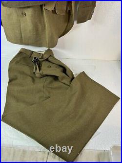 WWII US Army Wool Field Uniform (Complete) Size 36R 1940's Name Hutton 3746