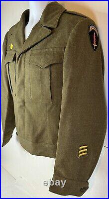 WWII US Army Wool Field Uniform (Complete) Size 36R 1940's Name Hutton 3746