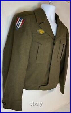 WWII US Army Wool Field Uniform (Complete) Size 36R 1940's Name Hutton 3746